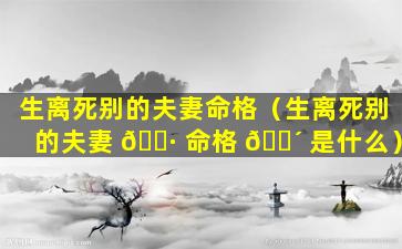 生离死别的夫妻命格（生离死别的夫妻 🌷 命格 🐴 是什么）